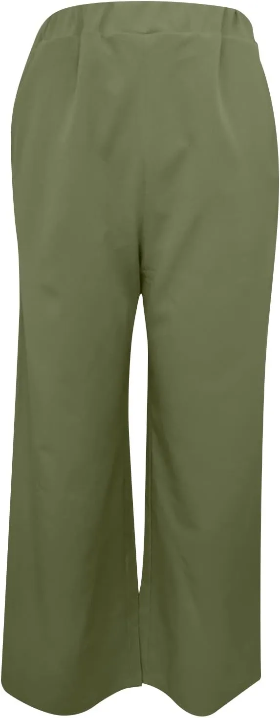 Womens High Waist Wide Leg Pants Casual Summer Elastic Waist Loose Comfy Flowy Lounge Pant Trouser with Pockets