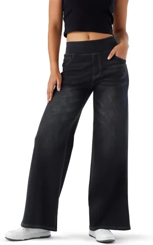 Women's High Waisted Wide Leg Jeggings  Stretch Denim Pull On Flare Jeans with Pockets Casual Comfy Pants