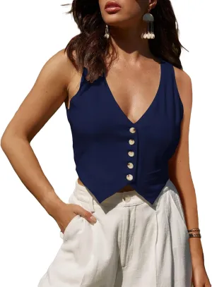 Womens Linen Vest Tank Tops 2025 Summer Lightweight V- Neck Cute Cropped Casual Fashion Beach Vacation Corset Top