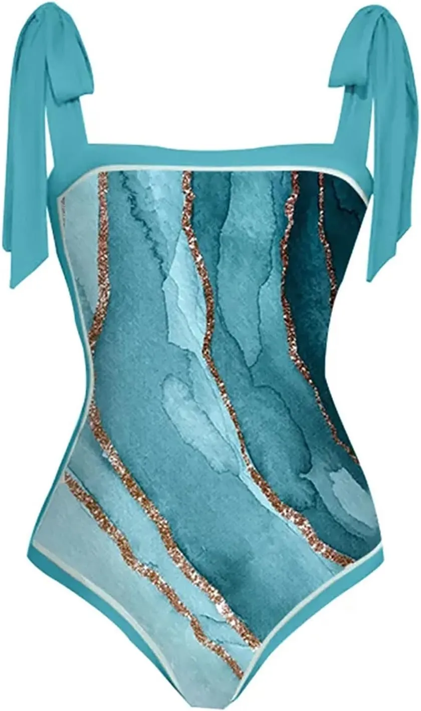 Womens One Piece Swimsuits with Cover Up 2024 Vacation Outfits 2 Piece Floral Print Bathing Suit Wrap Skirt Sarong