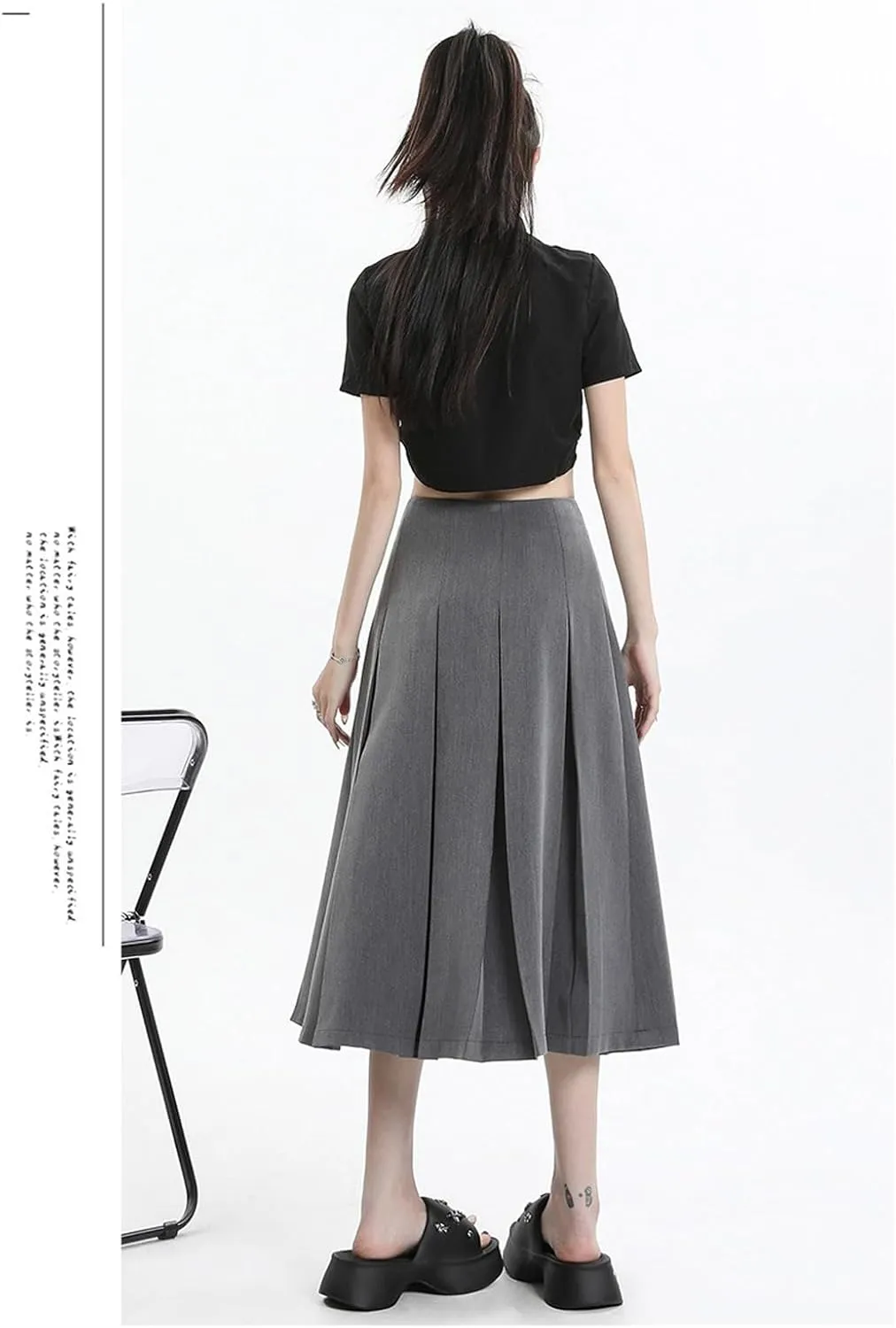 Women's Pleated high Waisted A-line Skirt, midi Casual Skirt, Long Skirt