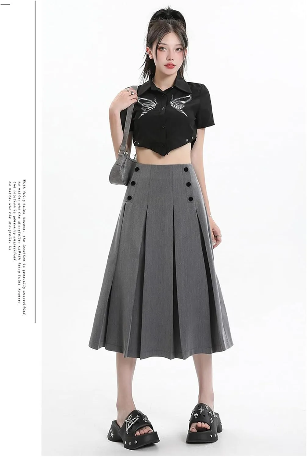 Women's Pleated high Waisted A-line Skirt, midi Casual Skirt, Long Skirt