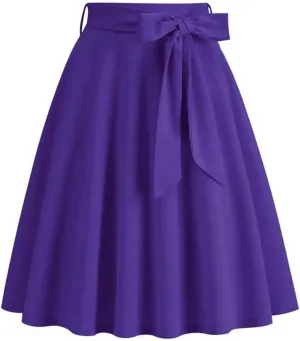 Women's Solid Color Retro Long Skirt High Waist A Line 50S Swing Skirt