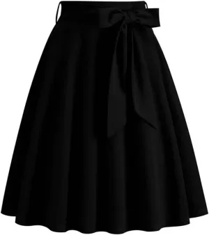 Women's Solid Color Retro Long Skirt High Waist A Line 50S Swing Skirt