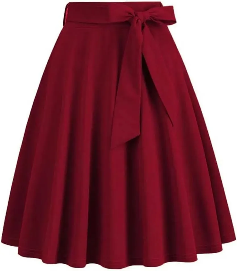 Women's Solid Color Retro Long Skirt High Waist A Line 50S Swing Skirt