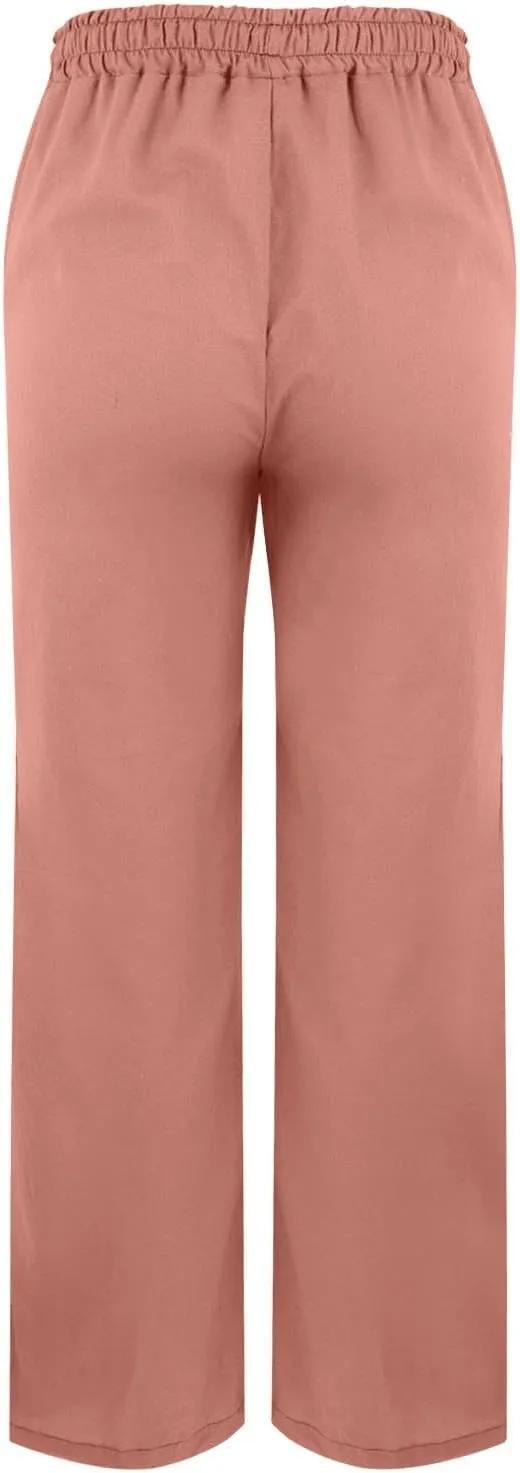 Women's Summer Long Solid Color Cotton Linen Straight Leg Loose Casual Pants Pants with Pockets Summer