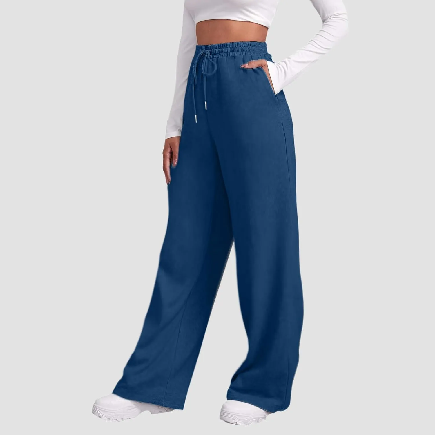 Womens Sweatpants 2025 Baggy High Waisted Wide Leg Trousers Loose Drawstring Elastic Waist Athletic Pant with Pocket