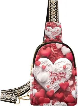 xigua Small Sling Bag for Women Valentine S Day Theme Fanny Pack Faux Leather Crossbody Bags Lightweight Chest Bag