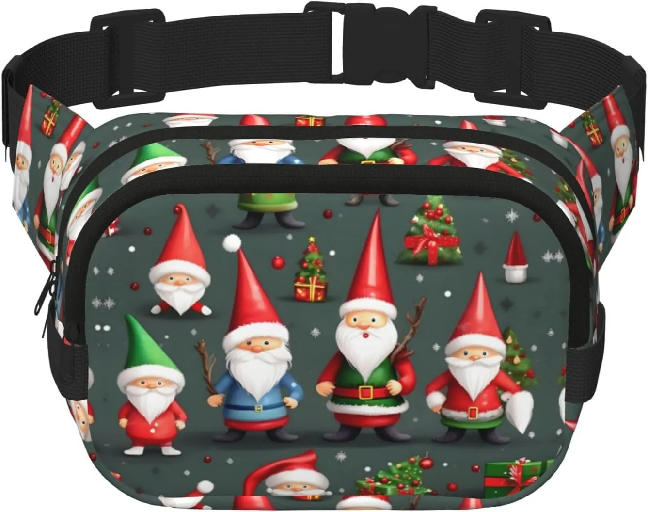 Xmas Funny Gnomes print Womens Fanny Pack Everyday Hip Pouch Waist Bag for Travel Outdoor Running Hunting for Adult