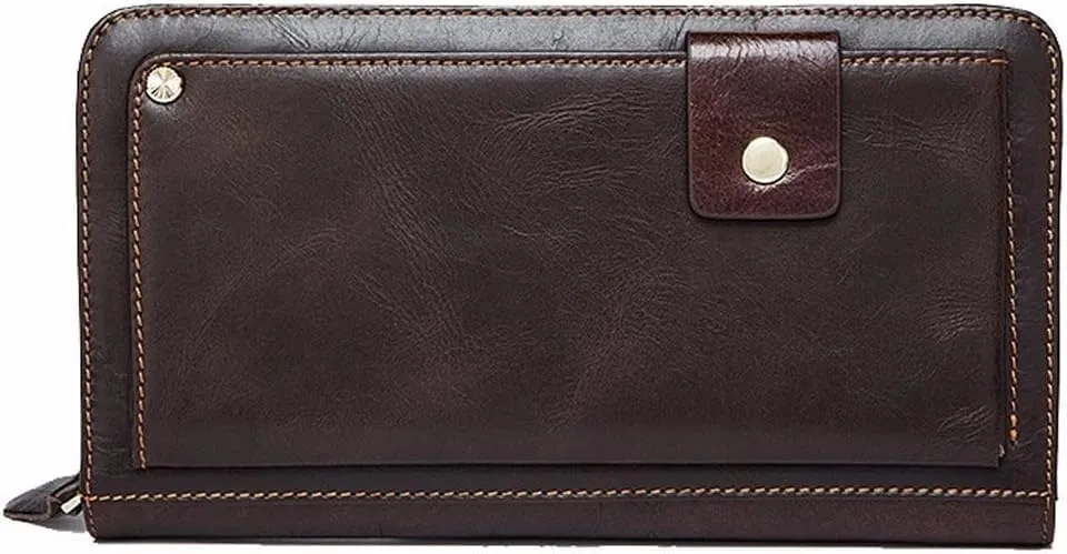 YASHUNJIA-Men's Wallet Clutch Male Leather Men's Clutch Bag Purse for Men Card Holder Money Bag Wallet Long