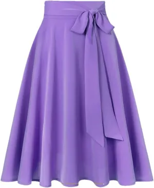 Youllyuu Women A Line Chiffon Skirt High Waist Long Midi Skirts Lace Up Skirt