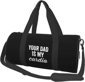 Your Dad is My Cardio Convertible Garment Bag with Shoulder Strap, Carry on Garment Duffel Bag for Men Women - Rolling Foldable for Travel Luggage Bags (Black)