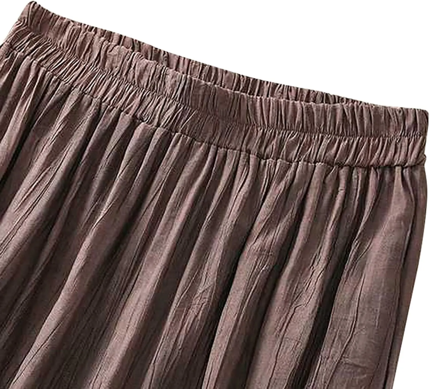 YRAETENM Wide Leg Pants for Women Baggy Elastic Waist Cotton Linen Pants Plus Size Palazzo Lounge Trousers with Pockets
