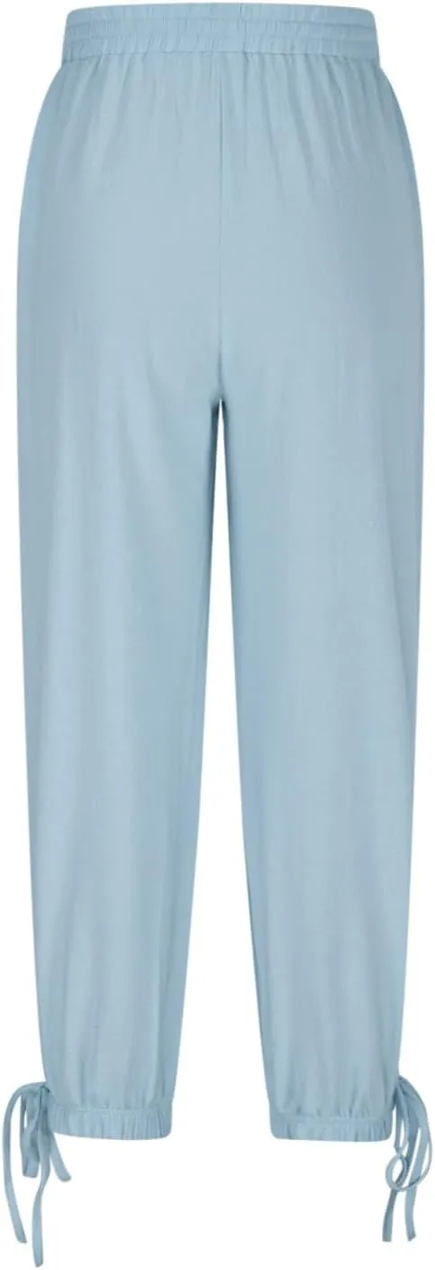 YRAETENM Womens Linen Pants Cotton Baggy Palazzo Harem Pants Drawstring Elastic Waist Beach Yoga Trousers Casual Lounge Pants