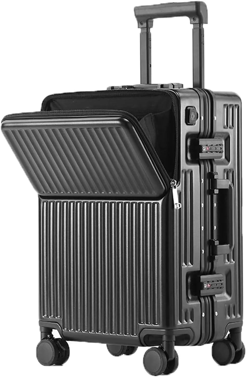 ZMY Carry on Luggage with Charging Port, Lightweight Hardside Suitcase with TSA Lock and Spinner Wheels (Black, 20 inches)
