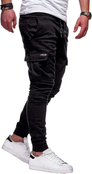 ZWRXW Sweatpants for Men Casual Joggers Chino Cargo Pants Drawstring Elastic Waist Hiking Outdoor Twill Track Trousers