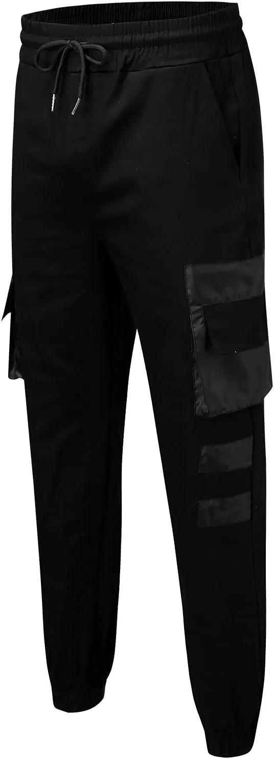 ZYXTIM Sweat Pants for Man Slim Fit Pencil Tapered Cuff Stripes Color Block Jogger Trousers with Pockets