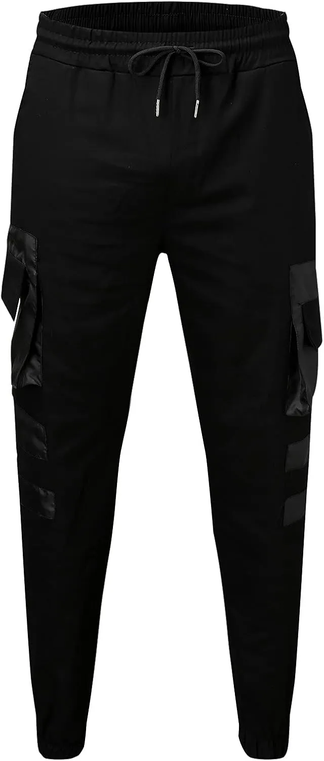 ZYXTIM Sweat Pants for Man Slim Fit Pencil Tapered Cuff Stripes Color Block Jogger Trousers with Pockets